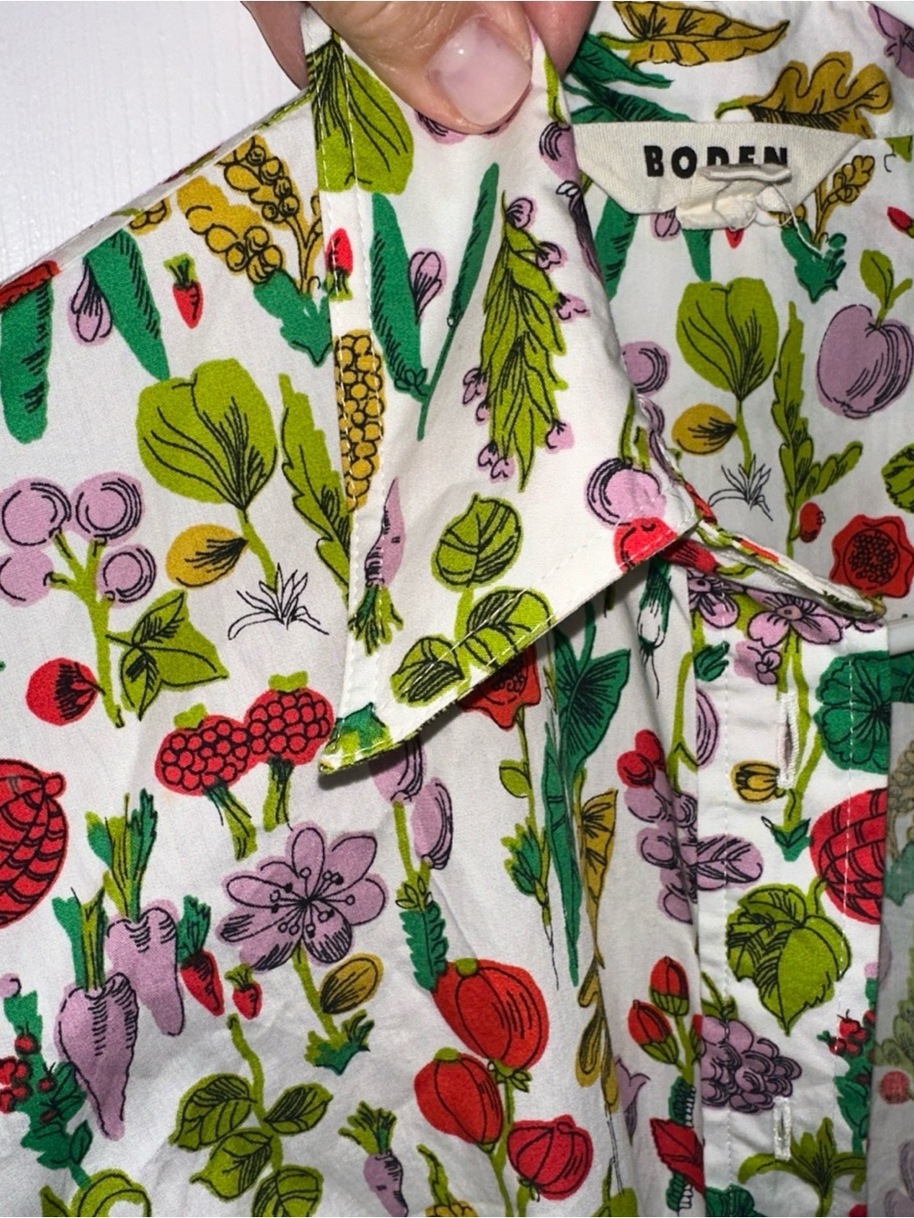 Boden Amy Cotton Midi Shirt Dress US 6R Market Vegetable Botanical Print - Picture 9 of 10